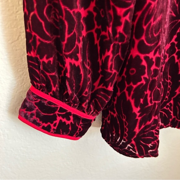 Sundance Velvet Burgundy Obsession Burnout Silk Blend Blouse, Small, Whimsigoth - Picture 6 of 7